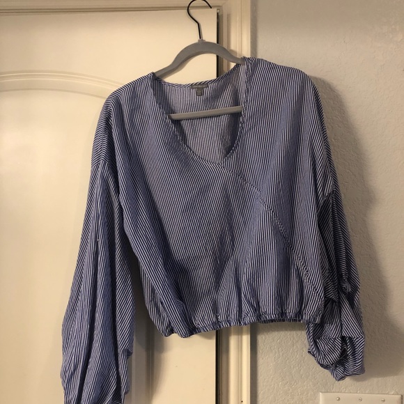 Charlotte Russe Tops - Blue and White Striped Crop Top